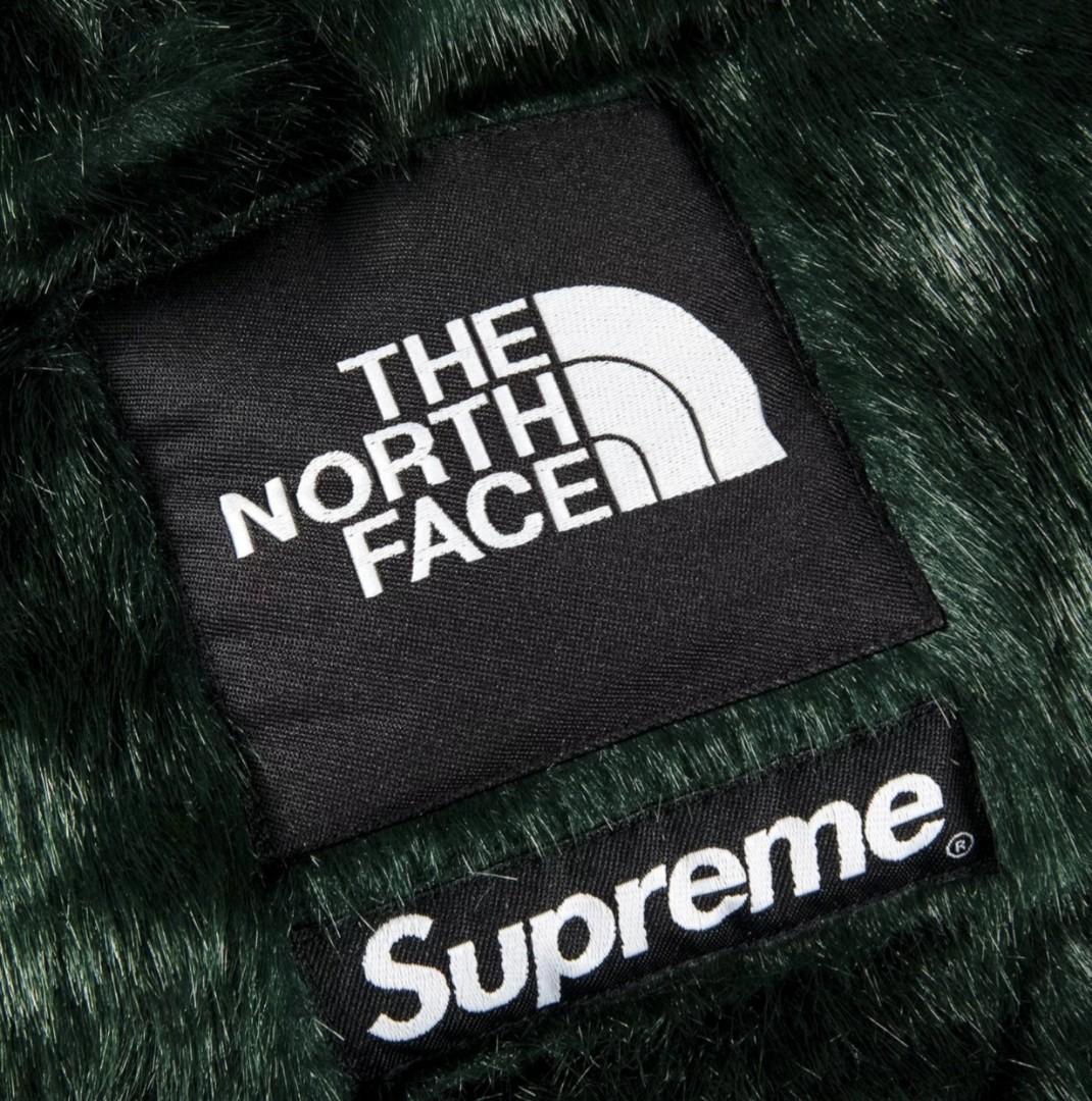 Supreme x The North Face Faux Fur Nuptse Jacket 'Green', 男裝