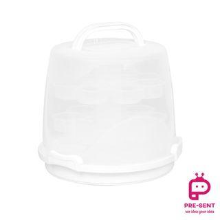 Cupcake Carrier with Handle, 2-Tier Cupcake Holder for 24 Cupcakes, Portable Cupcake Storage Container with Lid & Snaps, Stackable Clear Plastic