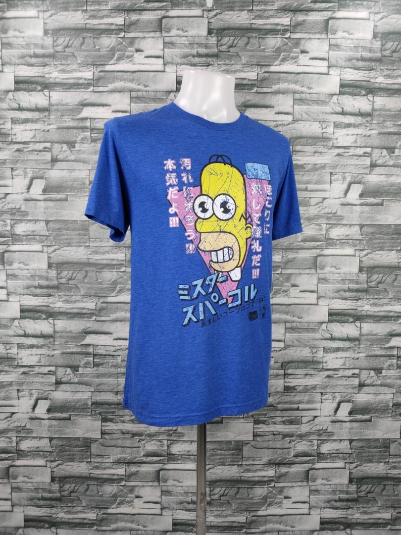 The Simpsons Japanese Text Blue Shirt Men s Fashion Tops Sets