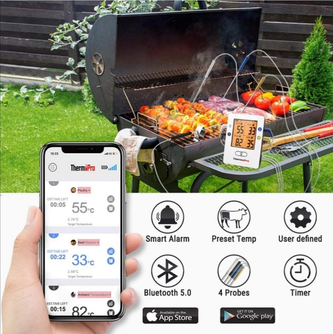 ThermoPro TP25 150M Wireless Smart Bluetooth-Connected Kitchen Cooking Meat  Thermometer 4 Probes BBQ Oven Digital Thermometer