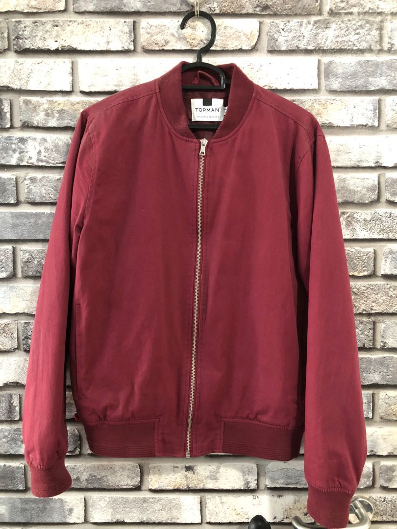 TOPMAN Bomber Jacket Size S Maroon