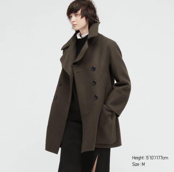 Uniqlo +J Double Face Peacoat💕 olive, 女裝, 外套及戶外衣服- Carousell