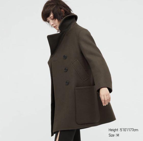 Uniqlo +J Double Face Peacoat💕 olive, 女裝, 外套及戶外衣服- Carousell