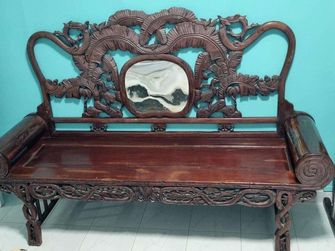 V heavy antique bench chair, Furniture & Home Living, Furniture, Chairs