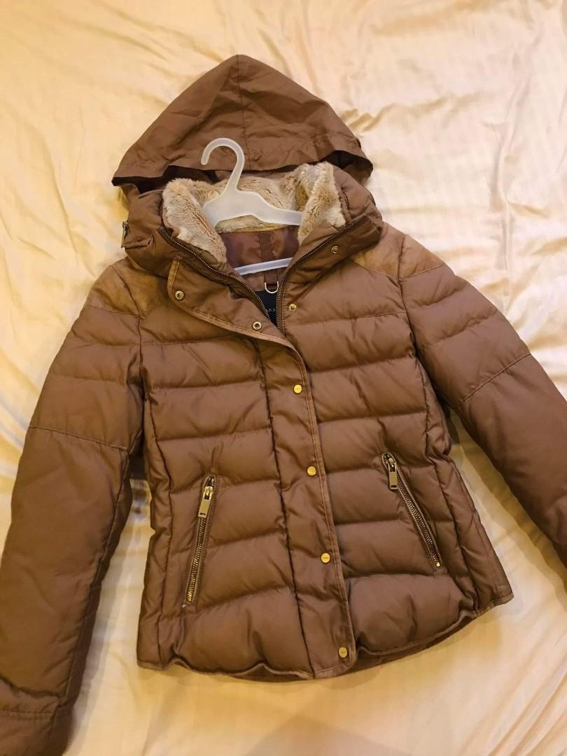 Zara brown puffer coat hotsell