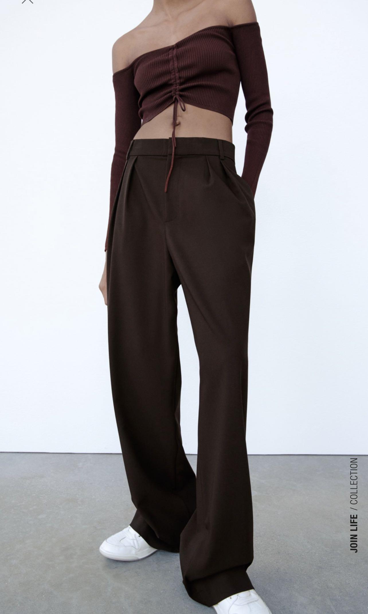 PLUSH JOGGER TROUSERS WITH PLEATS - Brown | ZARA India