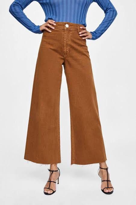 Zara wide leg denim cullotes, Fesyen 