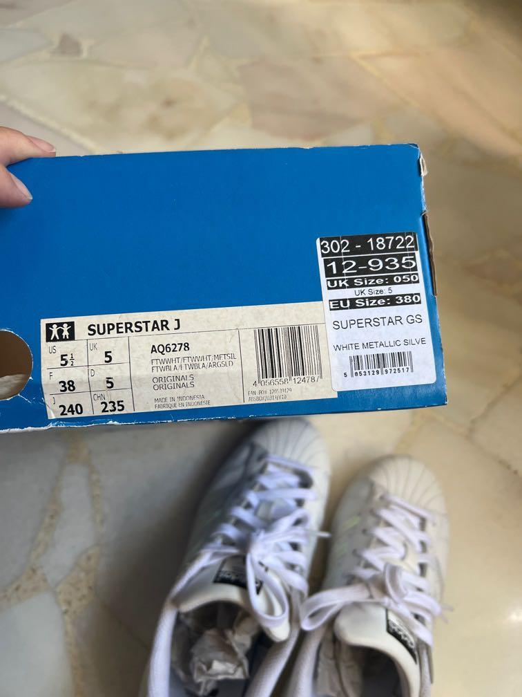 Adidas superstar white metallic sliver Women s Fashion Footwear