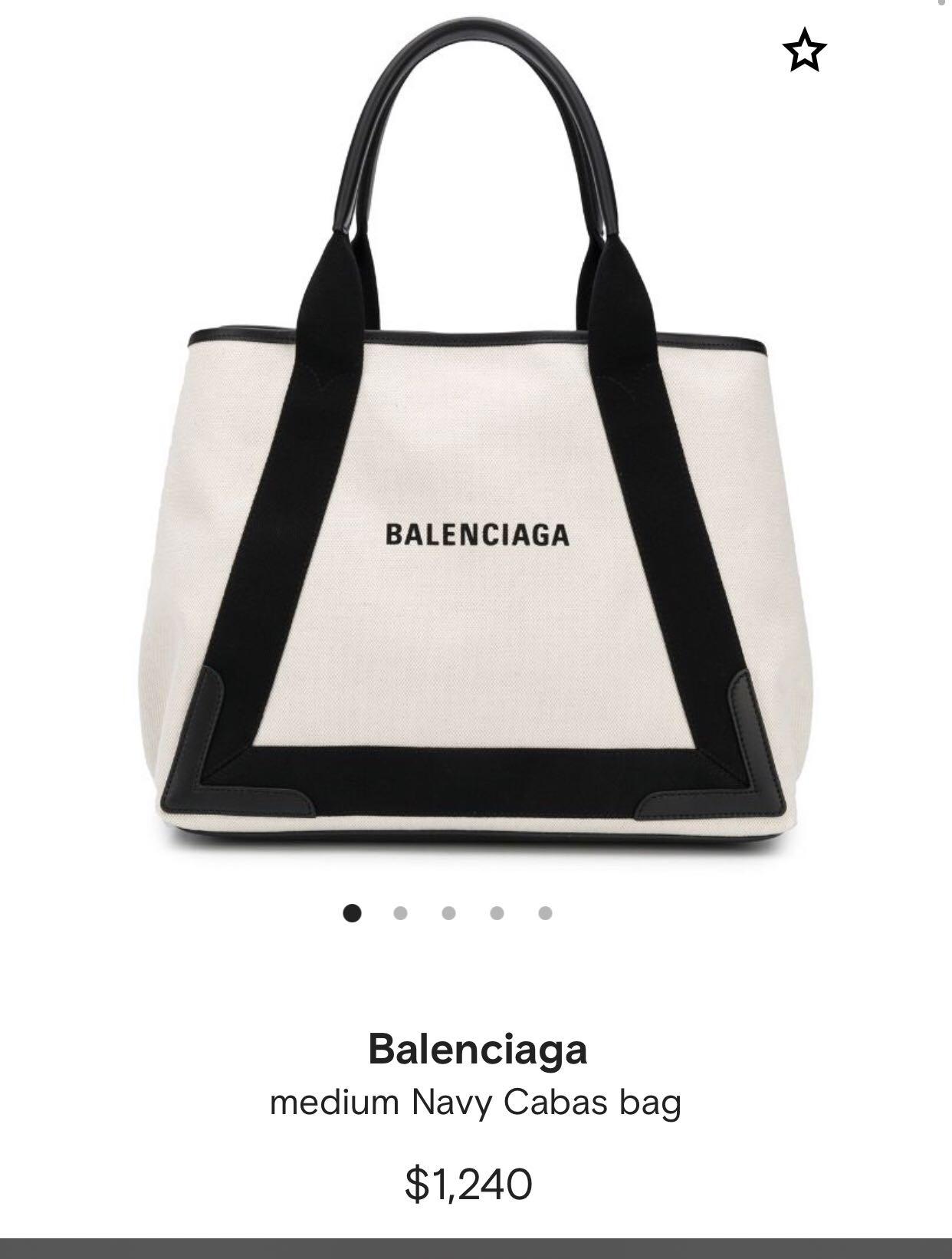 Authentic Balenciaga Navy Cabas medium (Category: Luxury Bags & Wallets) located in San Fernando. Submitted by AuthenticFindsbylei (Listing ID 1145181643, Image 2). Description: Balenciaga authentic with pouch. With rubs sa four corners. 1 corner po my butas na. Di ko na pina ayos. Sabi ng bag doctor pwede lagyn ng design sa 4 corners parang katulad sa lv na multicolor na may gold sa corners. Or black leather pwede. $1,240.00 usd padin sa store i