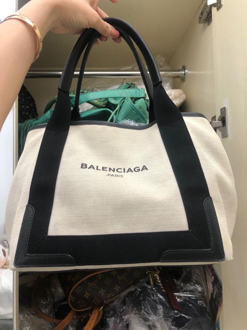 Authentic Balenciaga Navy Cabas medium Luxury Bags Wallets on
