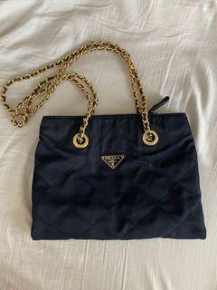 Authentic Vintage Prada Chain Quilted Tessuto Shoulder Bag
