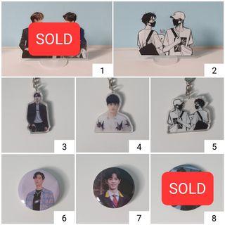 BJYX Double Sided Coloured Standee Airport Fanart Black and White Wang Yi Bo Xiao Zhan Miniso Keychain Front View Coloured Keychain Badge Chen Qing Ling Mirror