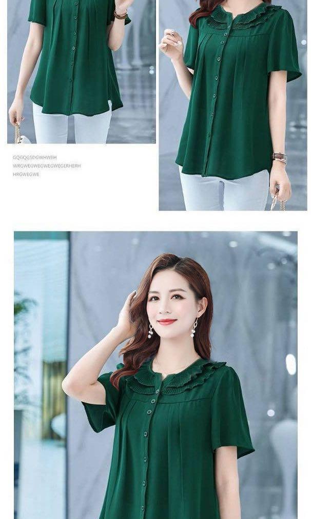Chiffon Blouse Women Tops Casual Short Sleeve Blouses Plus Size Shirt Lady  New Summer Women Blouse Korean Style