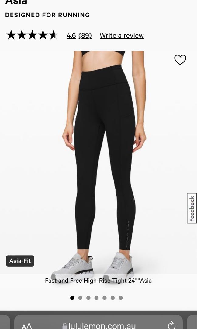 Lululemon Fast and Free High-Rise Tight 24 Asia Fit (Black