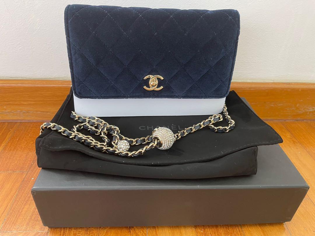 Chanel Black Quilted Lambskin Pearl Crush Wallet On Chain WOC Gold