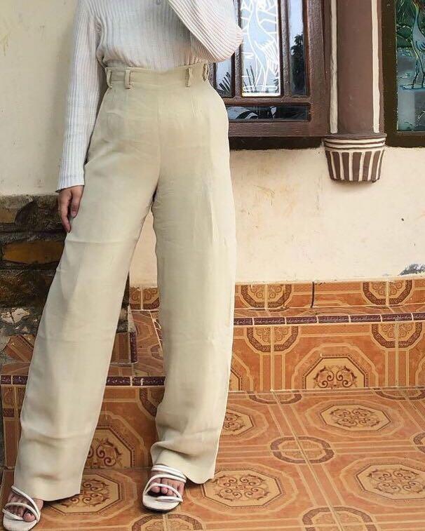 cream pants, Fesyen Wanita, Pakaian 