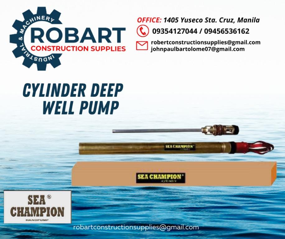 CYLINDER DEEP WELL PUMP (Category: Construction Tools & Equipment) located in Manila. Submitted by bellarobart (Listing ID 1145125939, Image 1). Description: CYLINDER DEEP WELL PUMP Brand: SEA CHAMPION 𝑹𝑶𝑩𝑨𝑹𝑻 𝑪𝑶𝑵𝑺𝑻𝑹𝑼𝑪𝑻𝑰𝑶𝑵 𝑺𝑼𝑷𝑷𝑳𝑰𝑬𝑺 SEND US MESSAGE FOR INQUIRIES ‼️‼️ 🔵100% Trusted Supplier 🔵Competitive Price 🔵𝑾𝒆 𝒂𝒓𝒆 𝑫𝑻𝑰 𝑹𝒆𝒈𝒊𝒔𝒕𝒆𝒓𝒆𝒅 & 𝑩𝑰𝑹 𝐀𝐂𝐂𝐑𝐄𝐃𝐈𝐓𝐄𝐃 𝑴𝒂𝒏𝒊𝒍𝒂 𝑶𝒇𝒇𝒊𝒄𝒆: 1405 𝒀𝒖𝒔𝒆𝒄