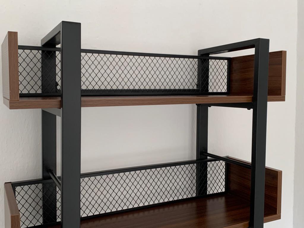 Dark wood and metal bookcase, Furniture & Home Living, Furniture