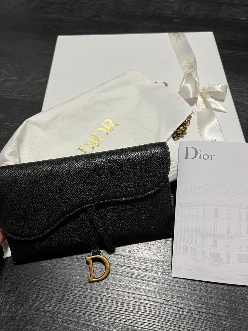 Long Saddle Wallet with Chain Black Goatskin  DIOR US