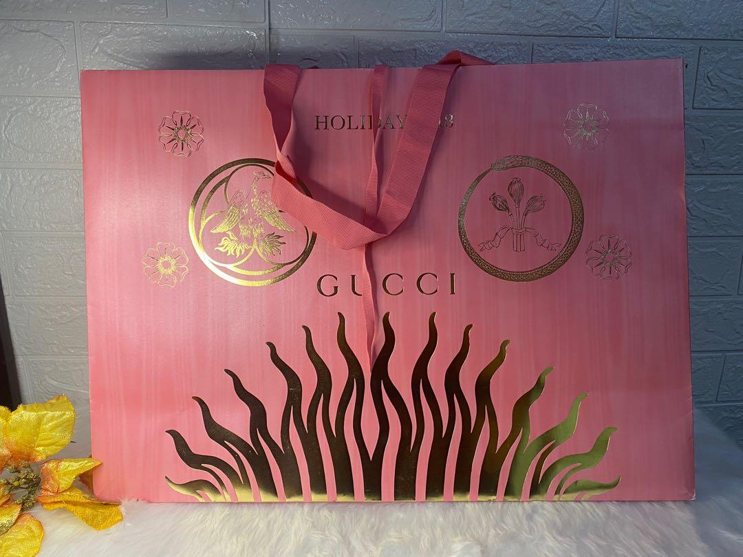 GUCCI HOLIDAY 2018 Paper Bag PINK AND gold