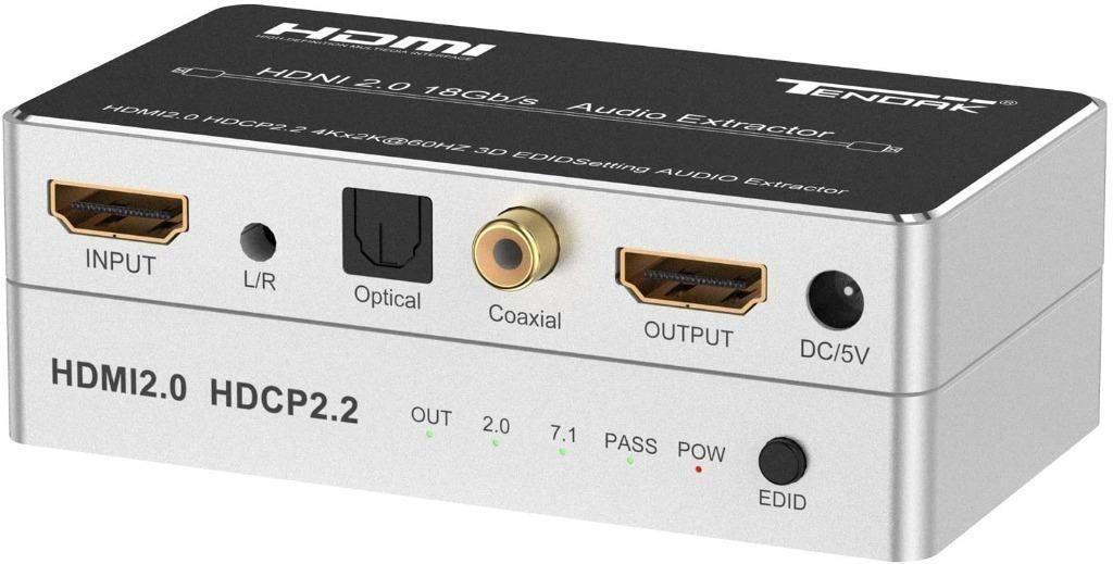 H2215 Tendak HDMI 2.0 Audio Extractor, HDMI Audio Splitter 4K HDMI to Optical  Spdif Toslink Coaxial