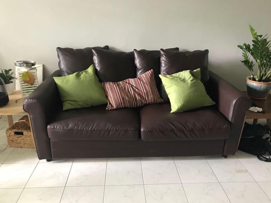 Ikea Gronlid Sofa Bed Brown Leather, Furniture & Home Living