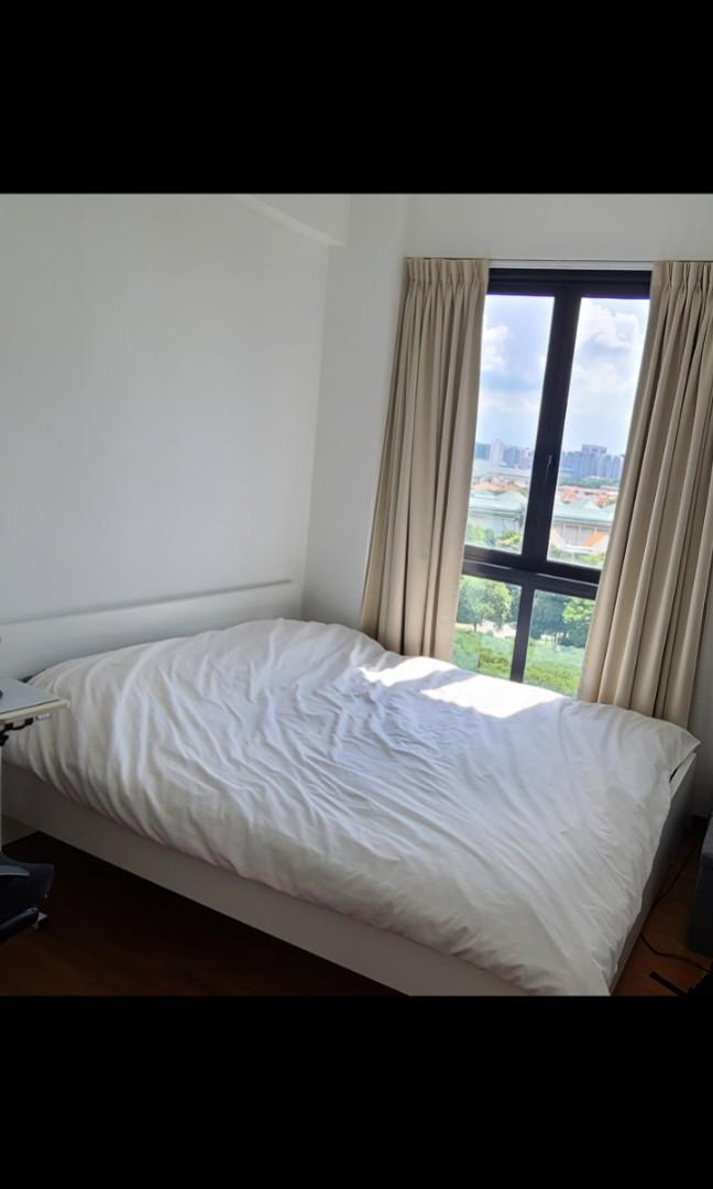 Ikea queen bed frame and zinus mattress, Furniture & Home Living