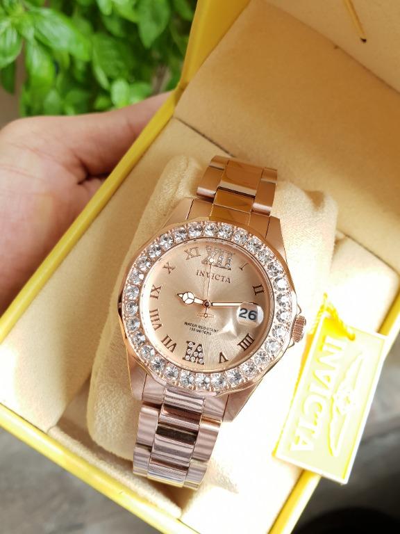 Rose gold cheap invicta watch women's