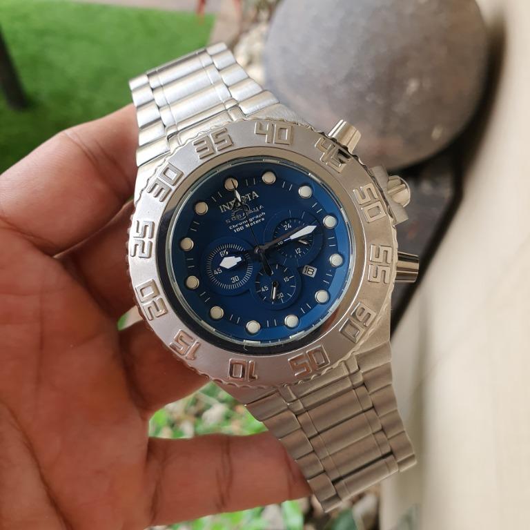 Invicta 1611 Subaqua Noma III 50MM Gold Tone Blue Dial Stainless Steel ...