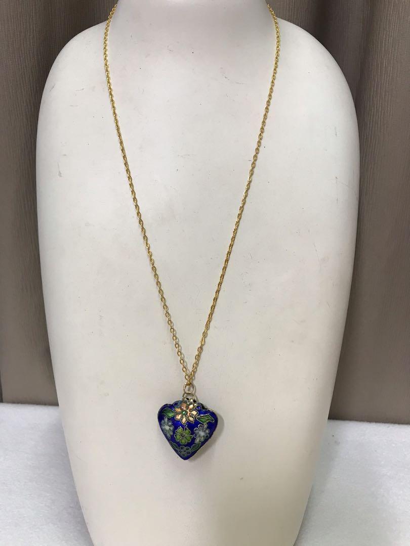 Cloisonne top heart pendant