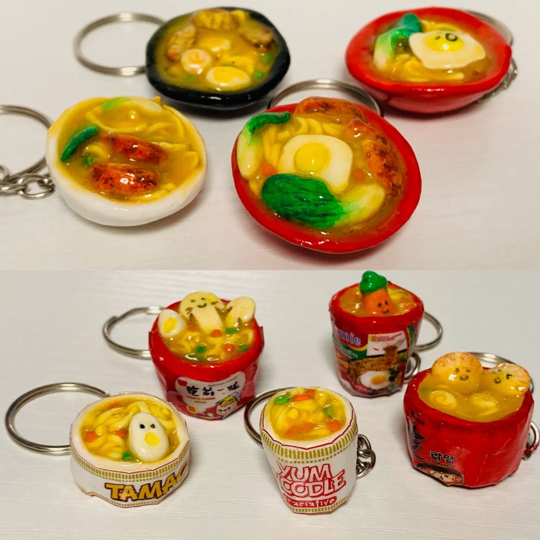 Keychains Noodles Ramen cup bowl instant mee customisable cute