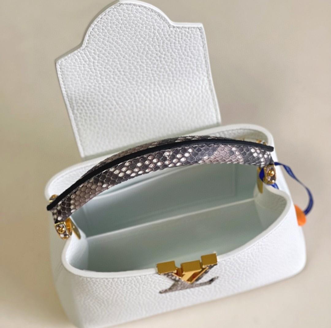 LV Capucines Mini Python White, Barang Mewah, Tas \u0026 Dompet di Carousell