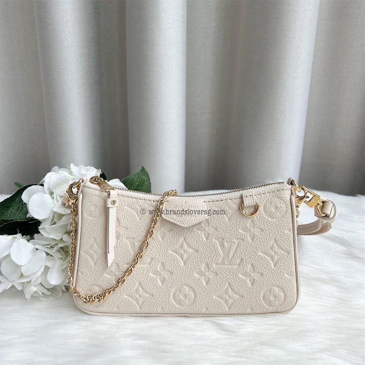 lv easy pouch on strap cream