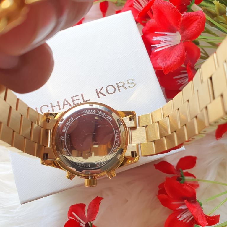 Michael Kors MK5055 Ladies Runway Chronograph Gold Tone Watch With