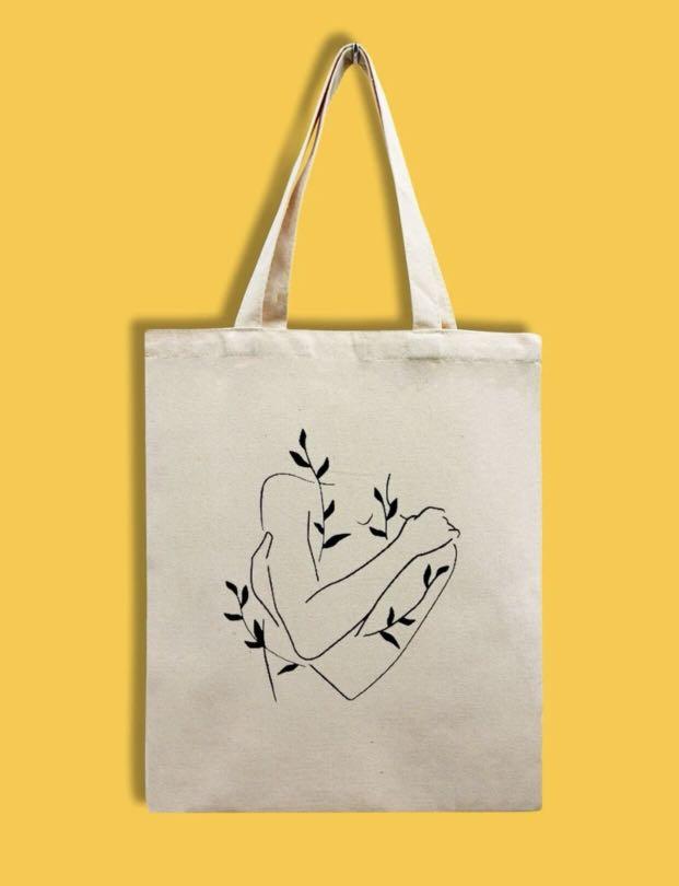Minimalist Floral Canvas Tote Bag