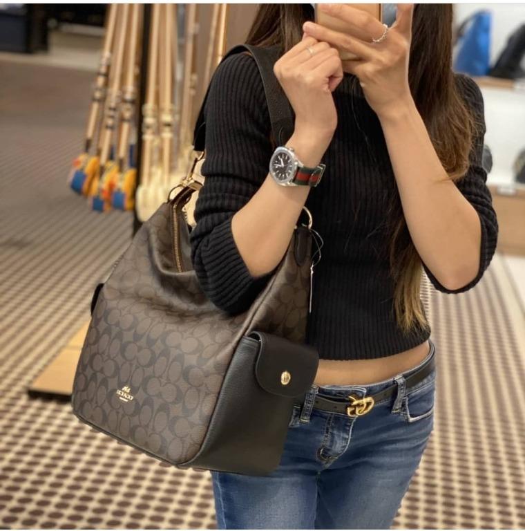 Original C1523 Coach Pennie Shoulder Bag In Signature Canvas Brown