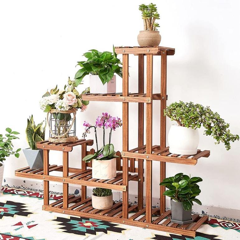 Plant Rack Plant Stand Wooden Plant Self Flower Rack For Indoor Outdoor ...