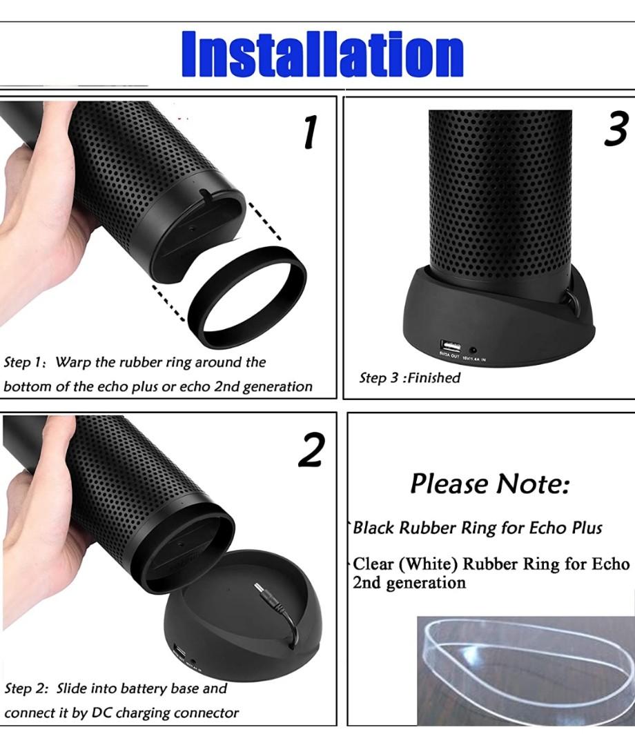 Portable Battery Base Compatible for Amazon Echo (2nd Generation) and