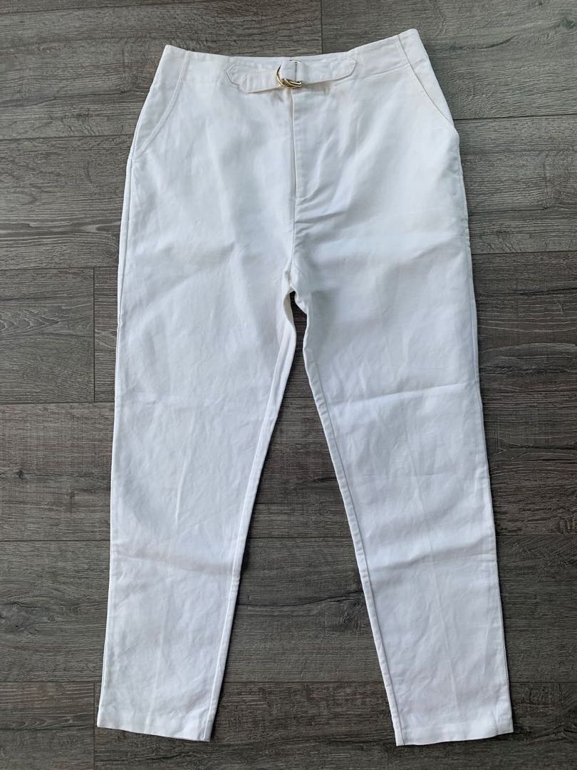 Raoul white pants with buckle detail - US 6, Women's Fashion, Bottoms ...