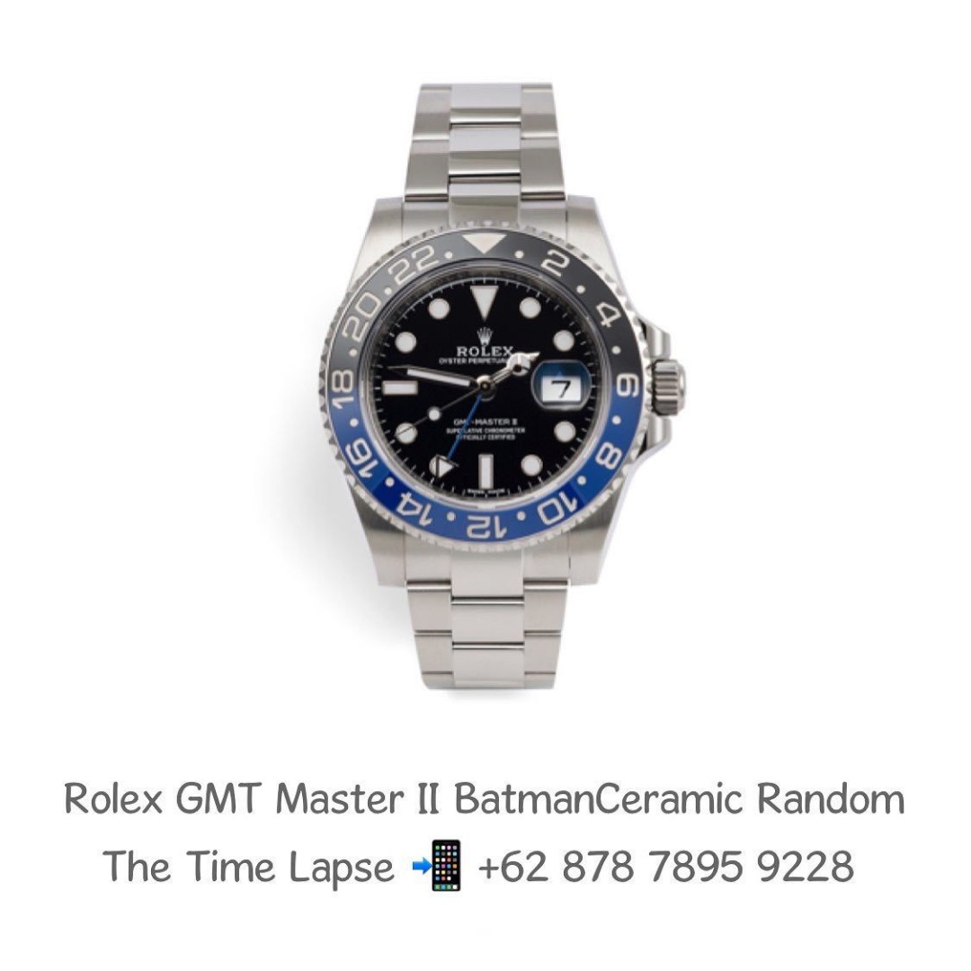 Rolex GMT Master II, Blue Black Ceramic Oyster Batman, Fesyen Pria, Jam  Tangan di Carousell