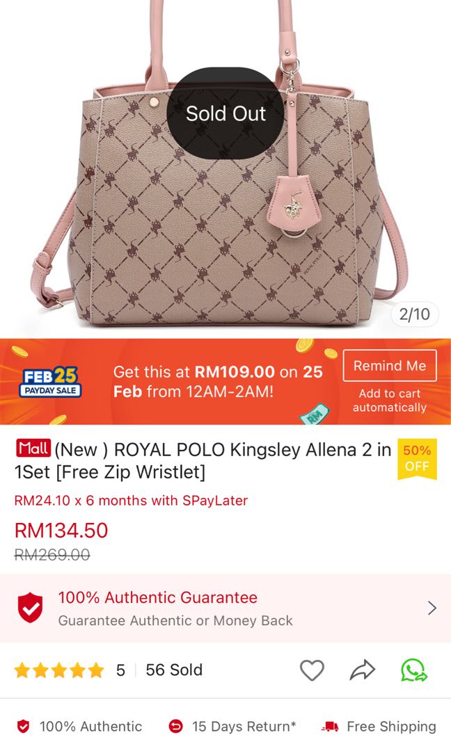 Royal polo shop kingsley monogram handbag