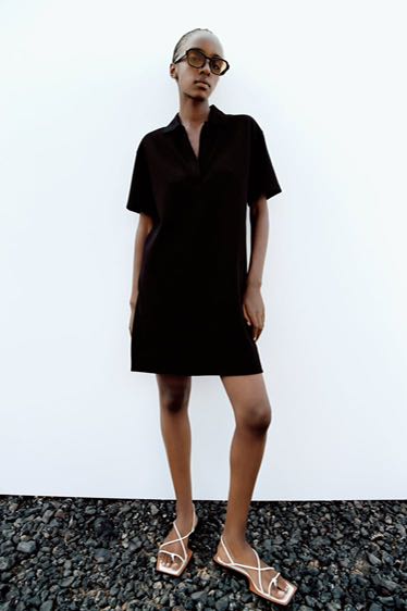 Zara black dress sale clearance