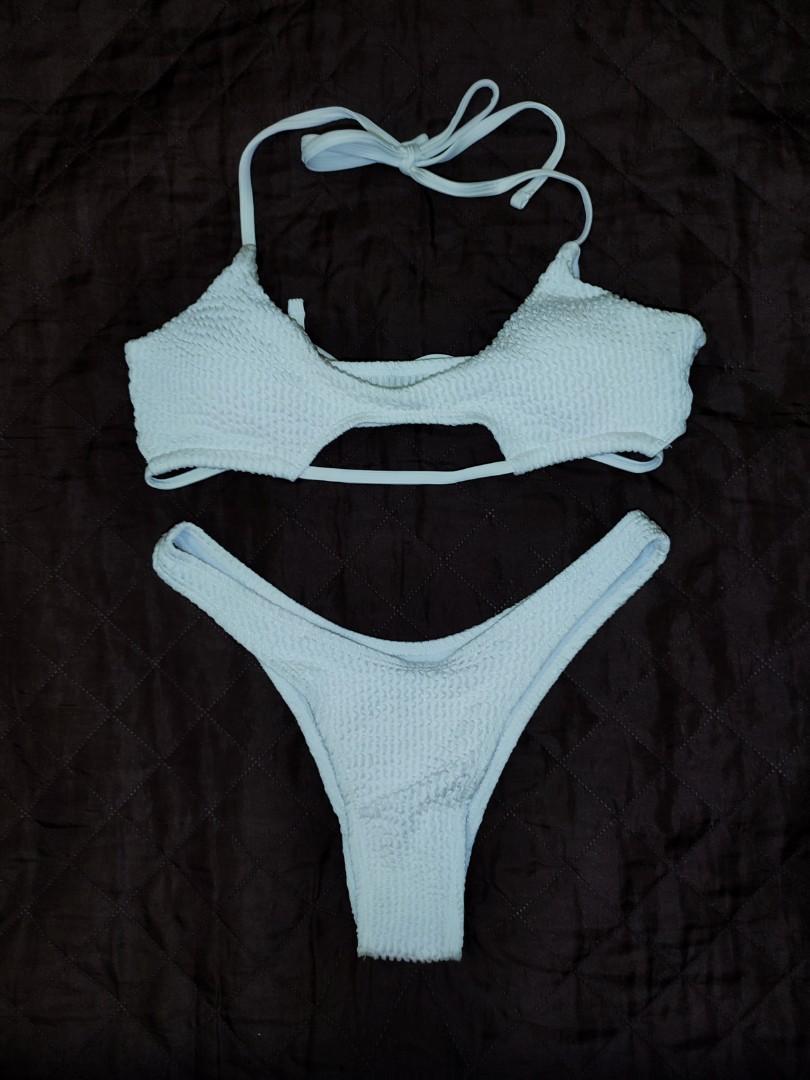 Shein white peekaboo halter swimsuit (Category: Bikinis & Swimsuits) located in Manila. Submitted by zai_wardrobe (Listing ID 1145145050, Image 1). Description: Small on tag. Can fit s-m.