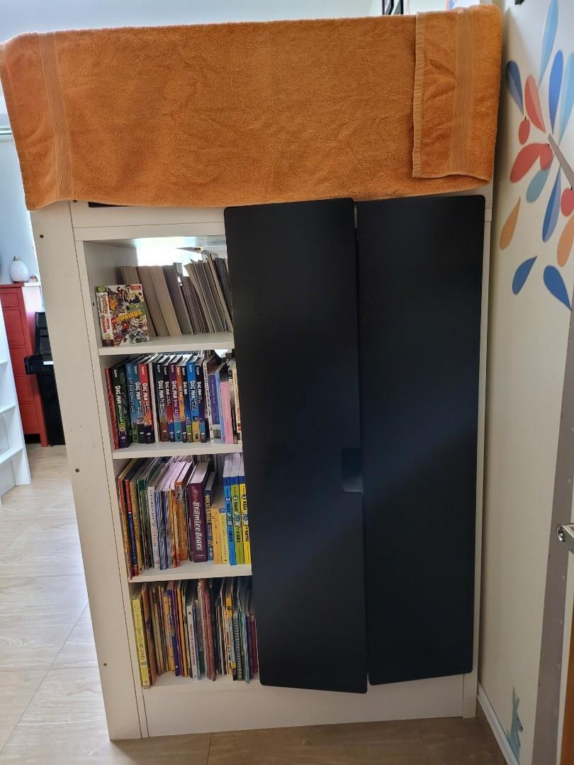 SMASTAD Loft Bed with drawers and doors, white, Furniture & Home Living