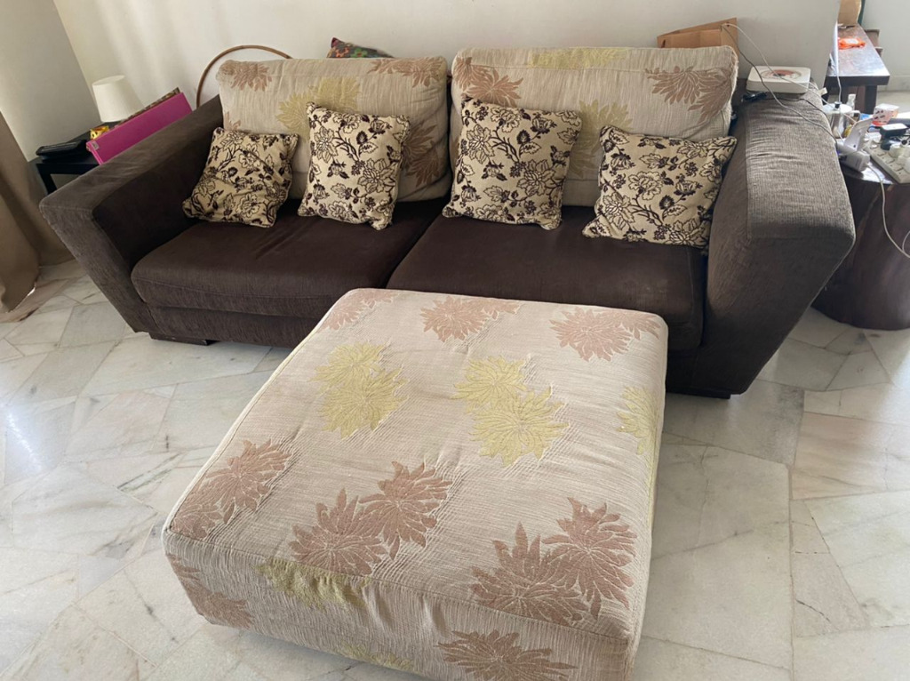 Sofa Bed + Leg Rest, Furniture & Home Living, Furniture, Sofas on Carousell