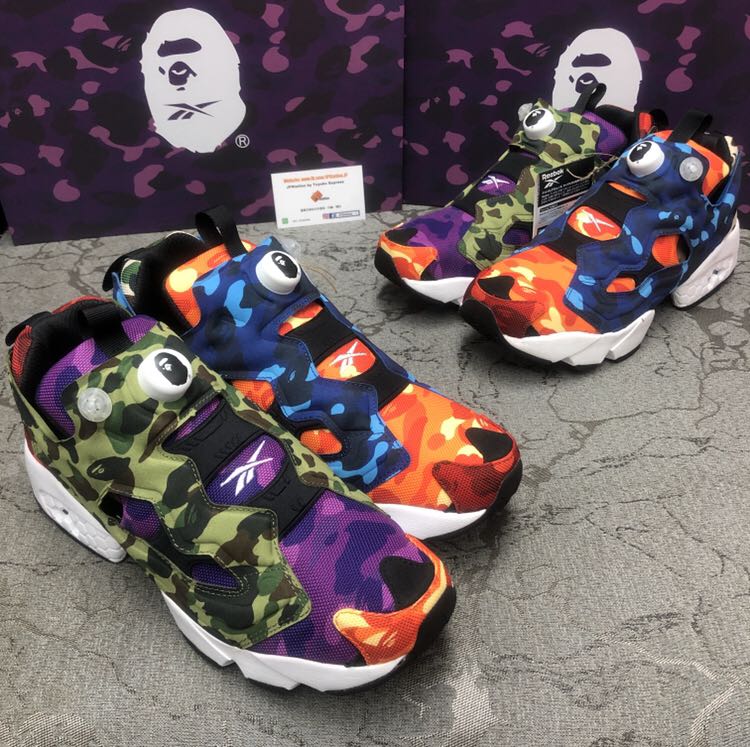 US9現貨BAPE x Reebok 🇯🇵 Crazy Camo Insta pump Fury, 男裝, 鞋, 波