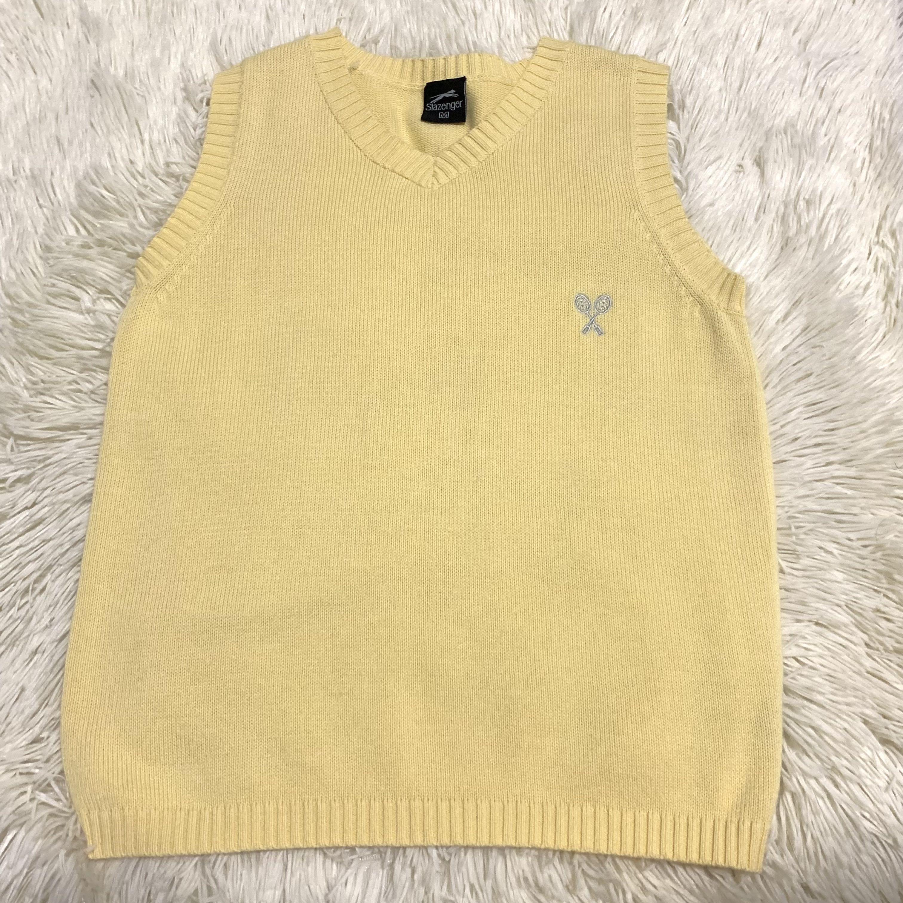 Vintage Yellow Sweater Vest, Women's Fashion, Tops, Sleeveless on Carousell