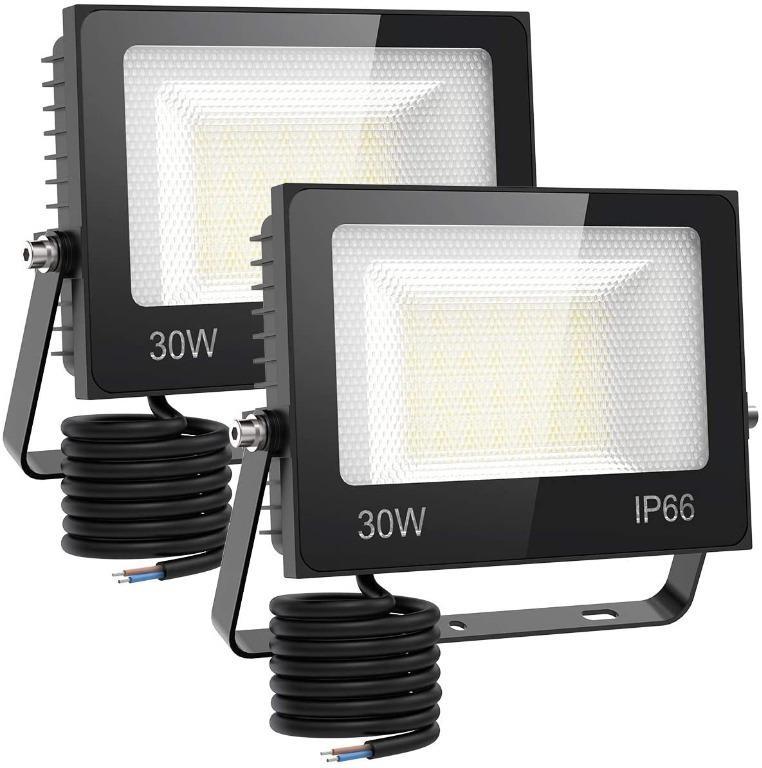X34 Olafus Pack 30W LED Floodlights Outdoor, 3000LM Flood Garden Lights  Mains Powered, IP66 Waterproof