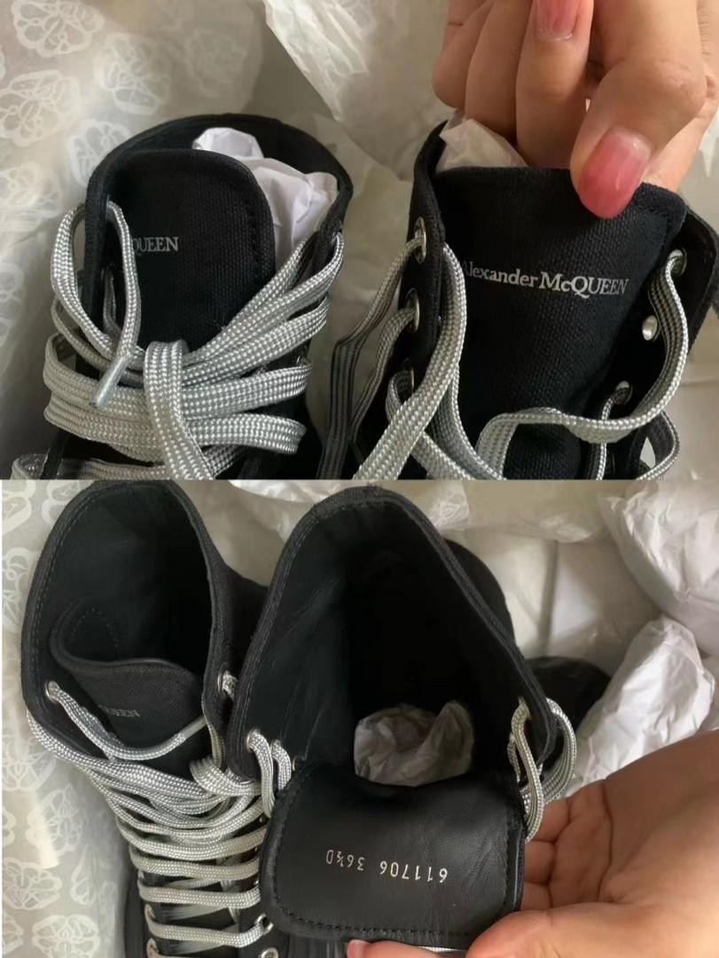 36.5 Alexander McQueen Ssense Exclusive Black Tread Slick High