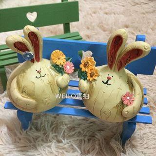 【現貨】鄉村風兔子裝飾餐廳佈置辦公桌擺設新婚禮物婚禮佈置